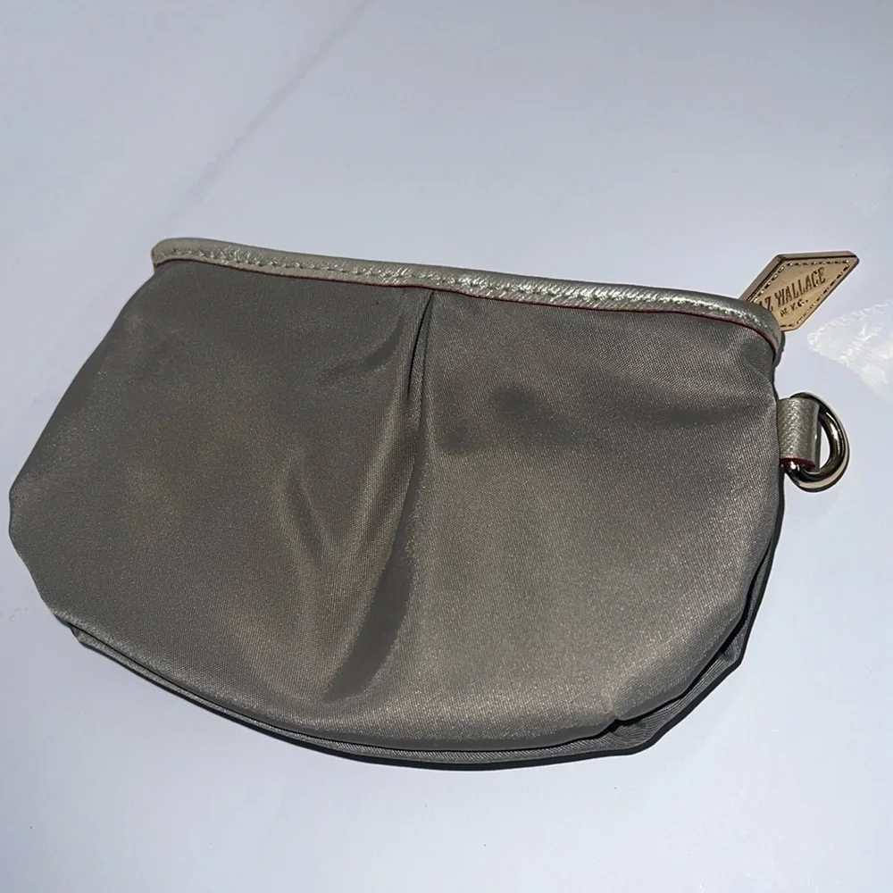 MZ Wallace Khaki Gray Zip Pouch Clutch Bag